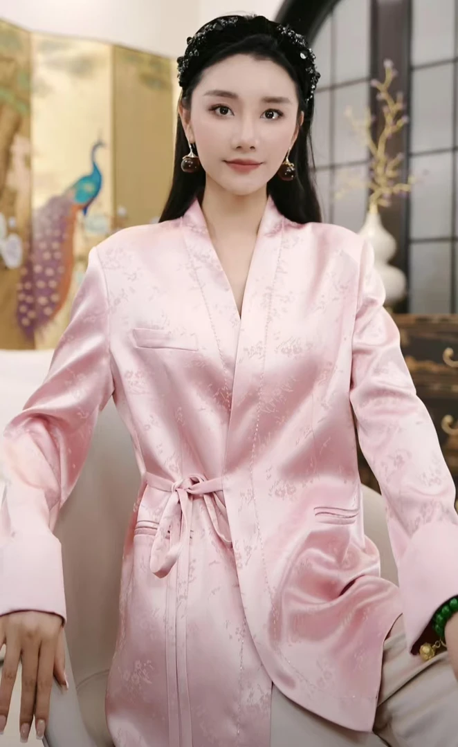 Betty Bairn【清风叹】高端系列醋酸V领提花西服外套25B-BW9081