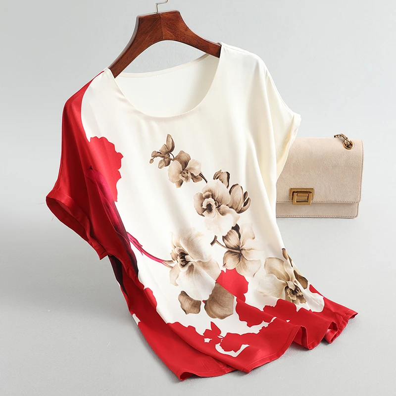 夏装宽松上衣半袖短袖大码T恤印花衬衫女A000 美目9302