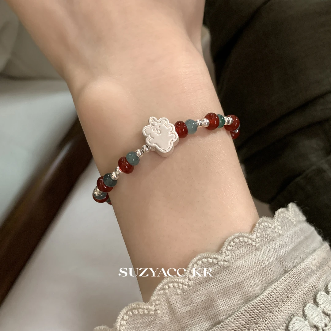 Suzyacc Kr 925银手链 【圣诞小狗】线条小狗手链手工气质DC0329