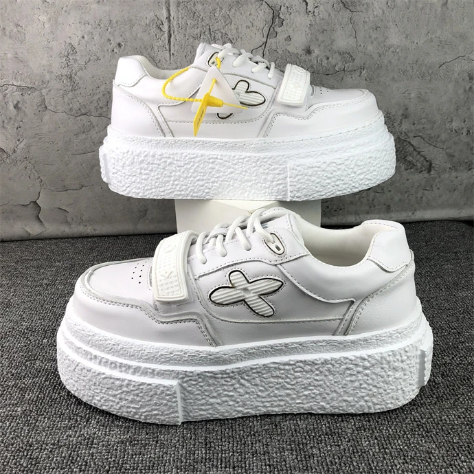 欧洲站增高小白鞋男秋季新款潮流时尚休闲百搭厚底魔术贴系带板鞋