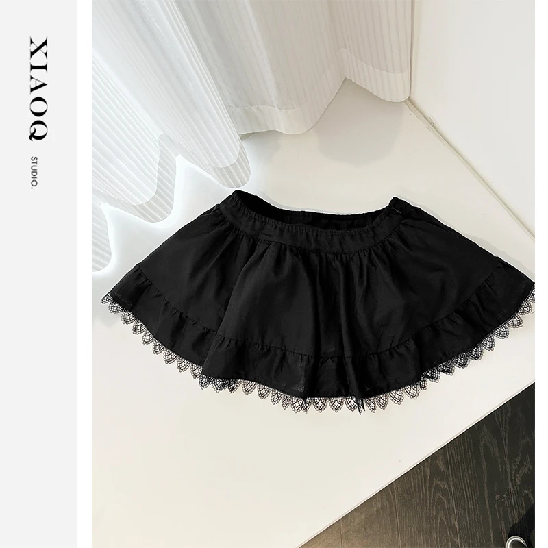 【小Q家】20456蕾丝花边甜辣A字半裙