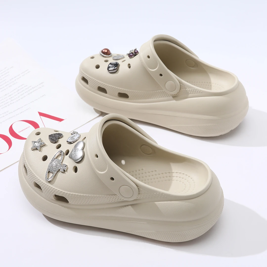 厚底泡芙洞洞鞋女2025夏季新款防滑增高凉鞋外穿网红时尚沙滩凉拖