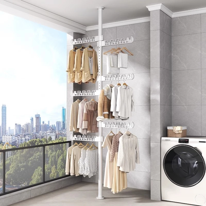 顶天立地晾衣架加粗加厚阳台室内家用挂衣架落地卧室置衣架晒衣架