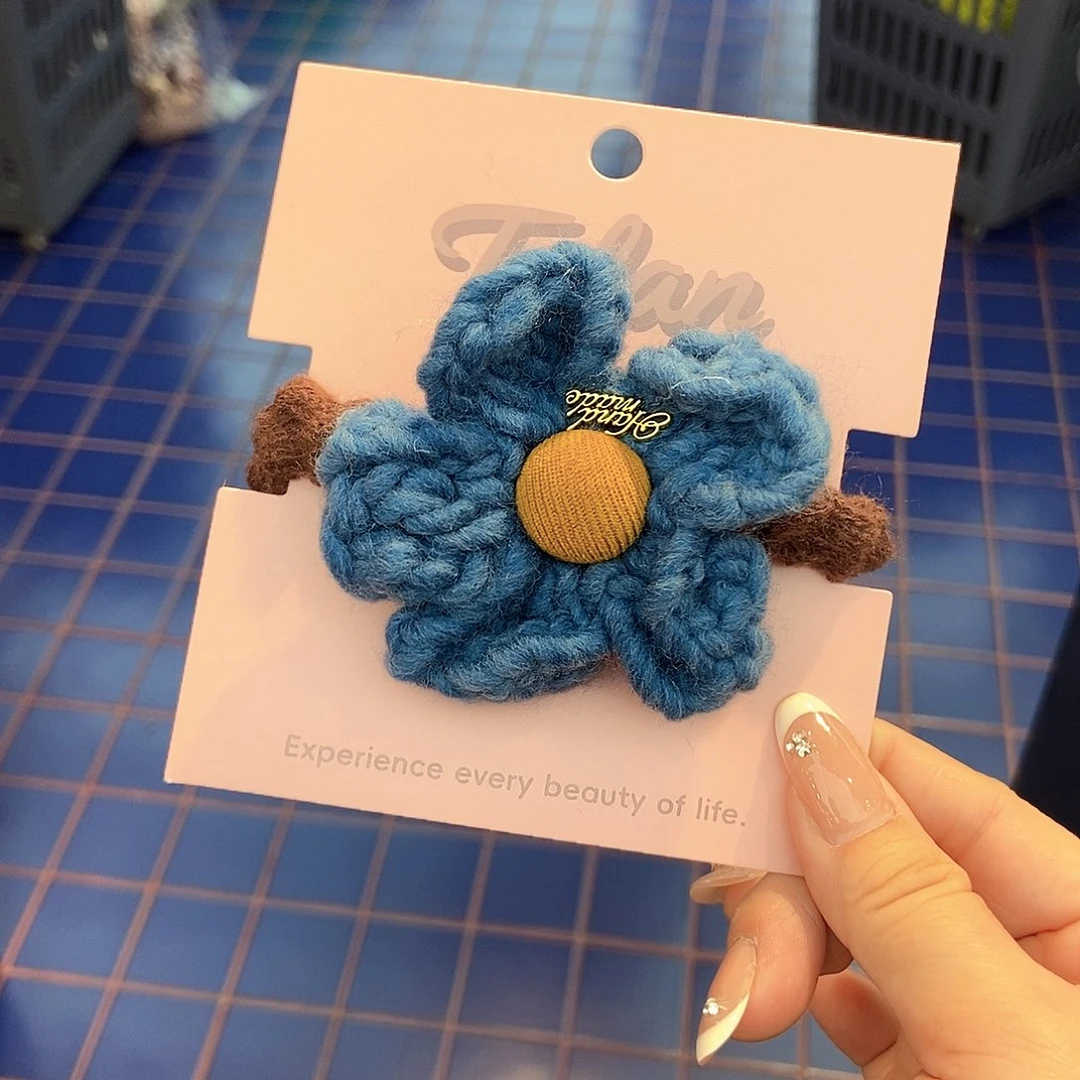 布艺铁合金韩系小蓝花头绳