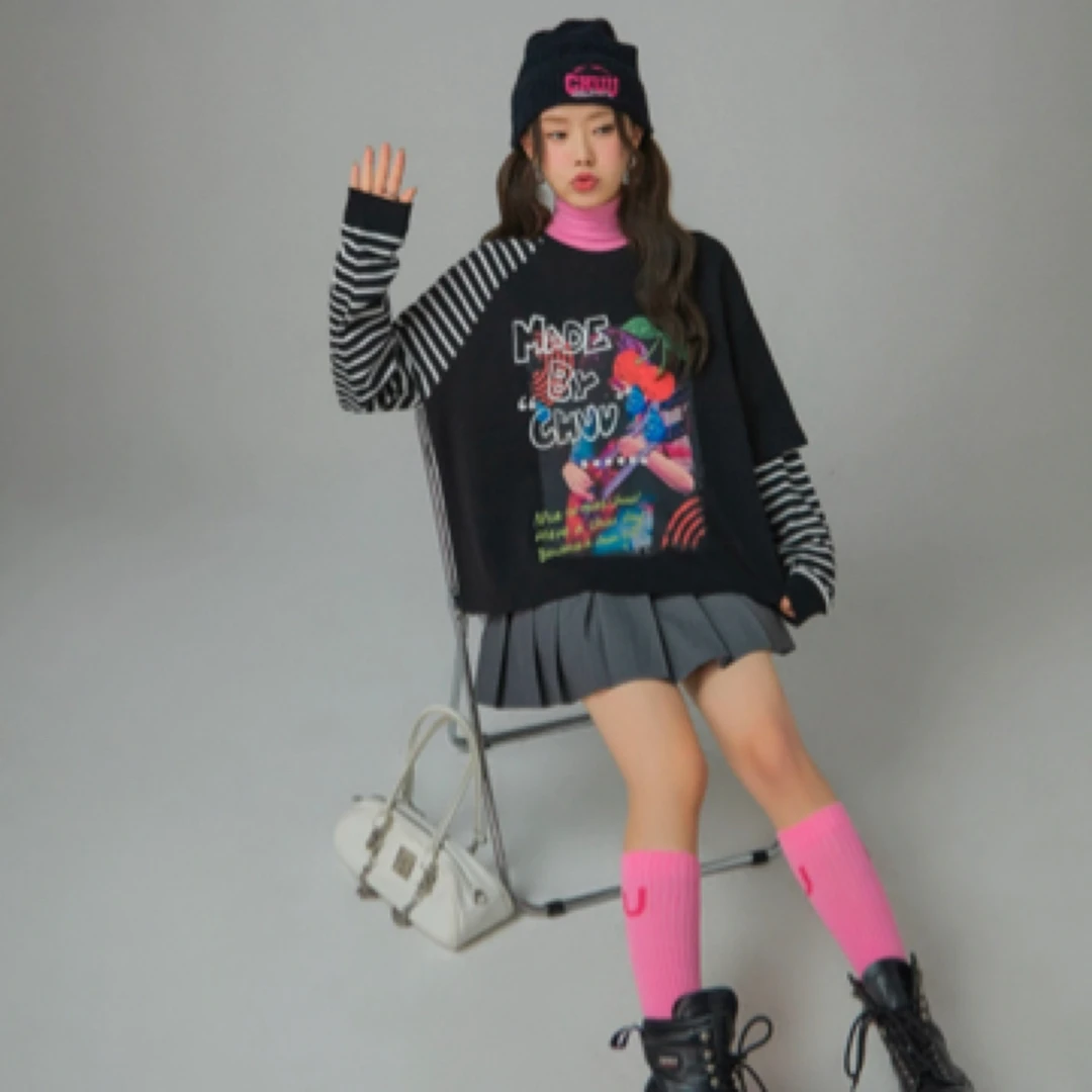 新款拼接针织衫 人气少女感 青春干十足