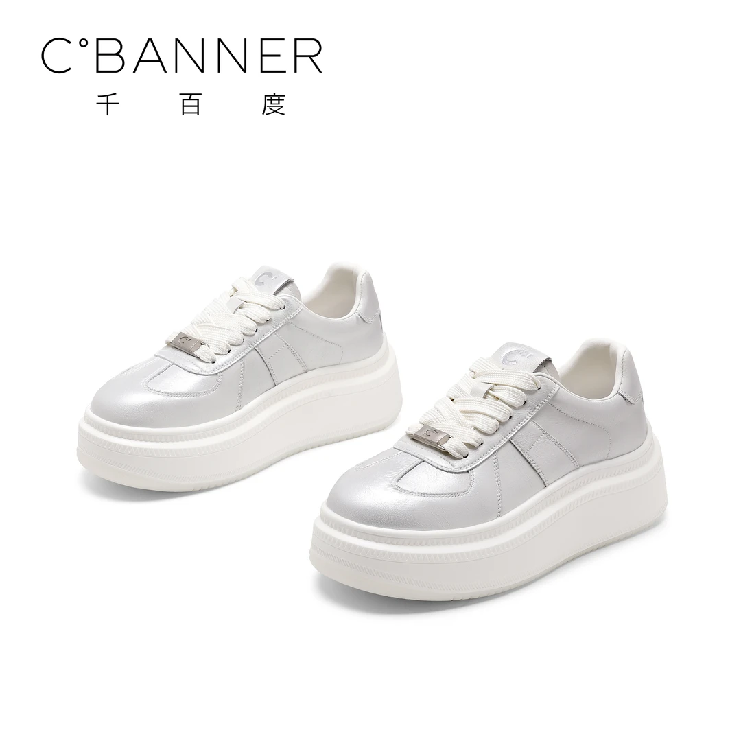 C.BANNER/千百度25新款厚底阿甘小白鞋欧若智性风百搭休闲运动鞋