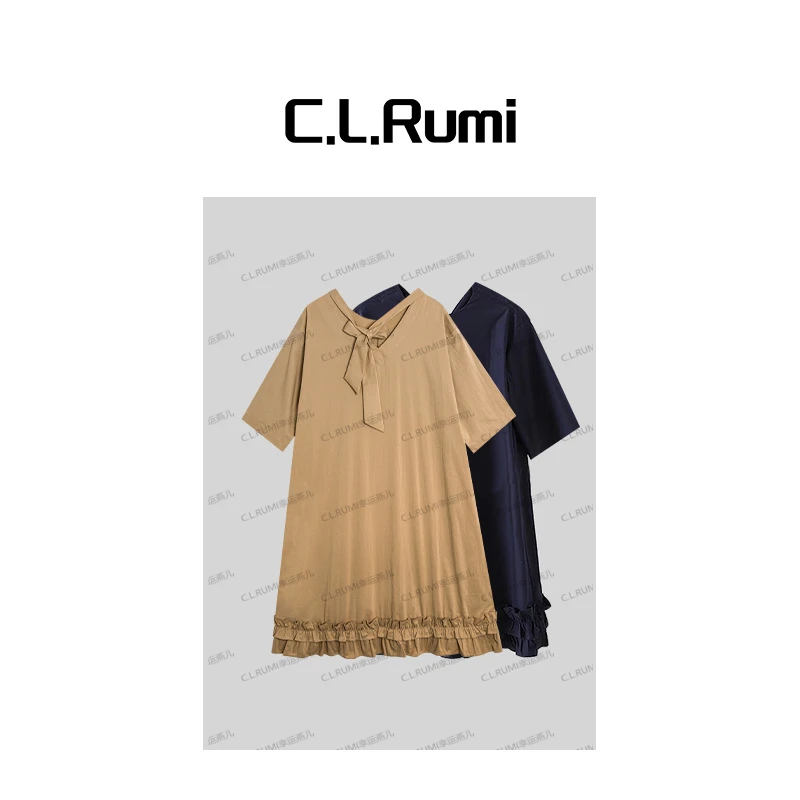 【燕子福利】“晚时光“25夏薄设计感轻盈宽松短袖木耳边连衣裙6914ql