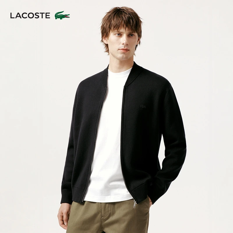 LACOSTE法国鳄鱼男装25秋季新款羊毛混纺针织衫开衫外套|AH5177