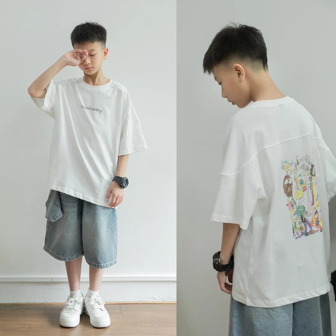 【卡七】儿童白色短袖T恤
