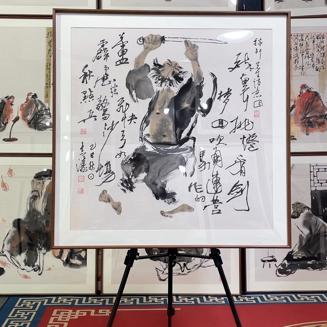 国画手绘画作品带框80/80