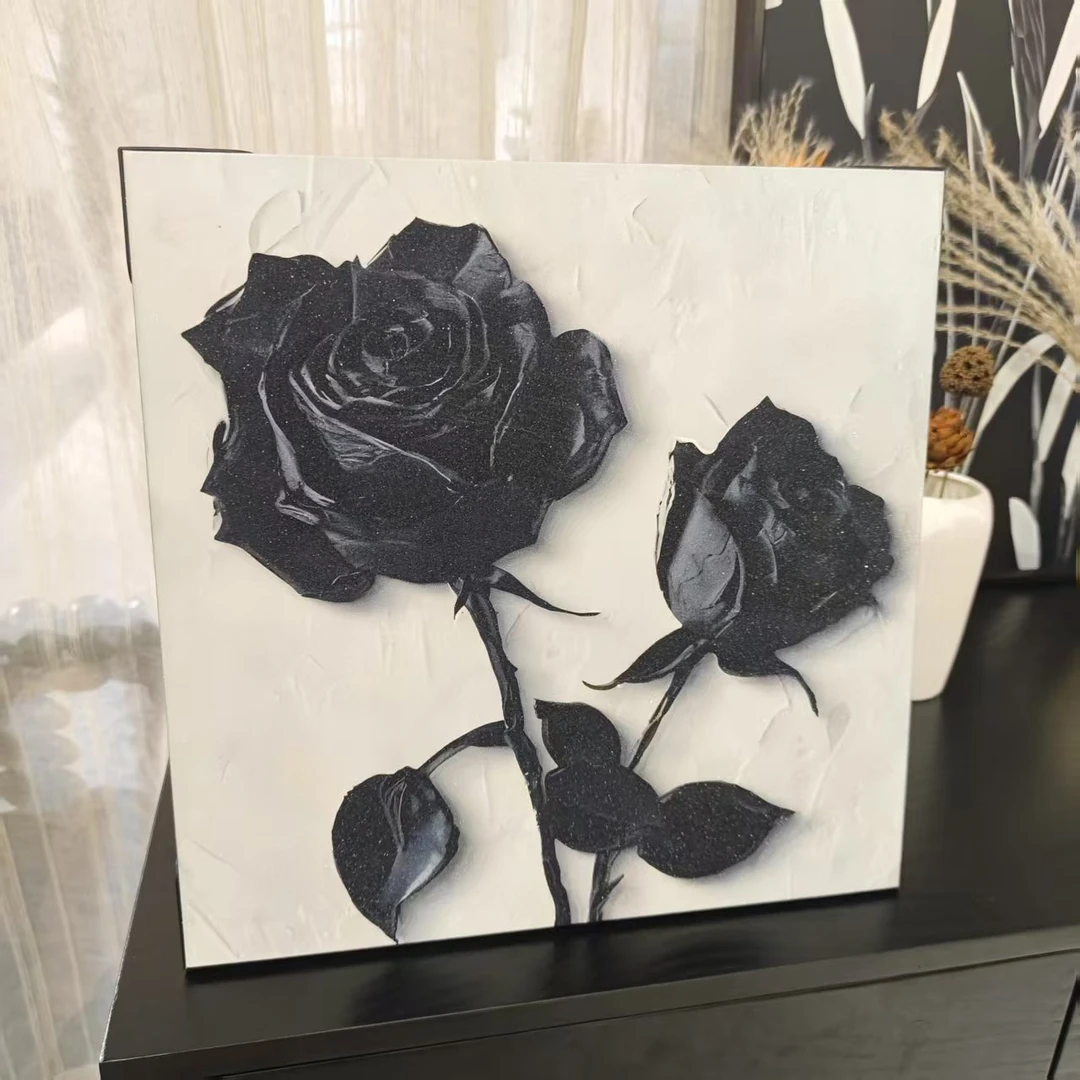 现代轻奢复古黑白INS风装饰画蝴蝶高级客厅电视柜斗柜家居摆件画