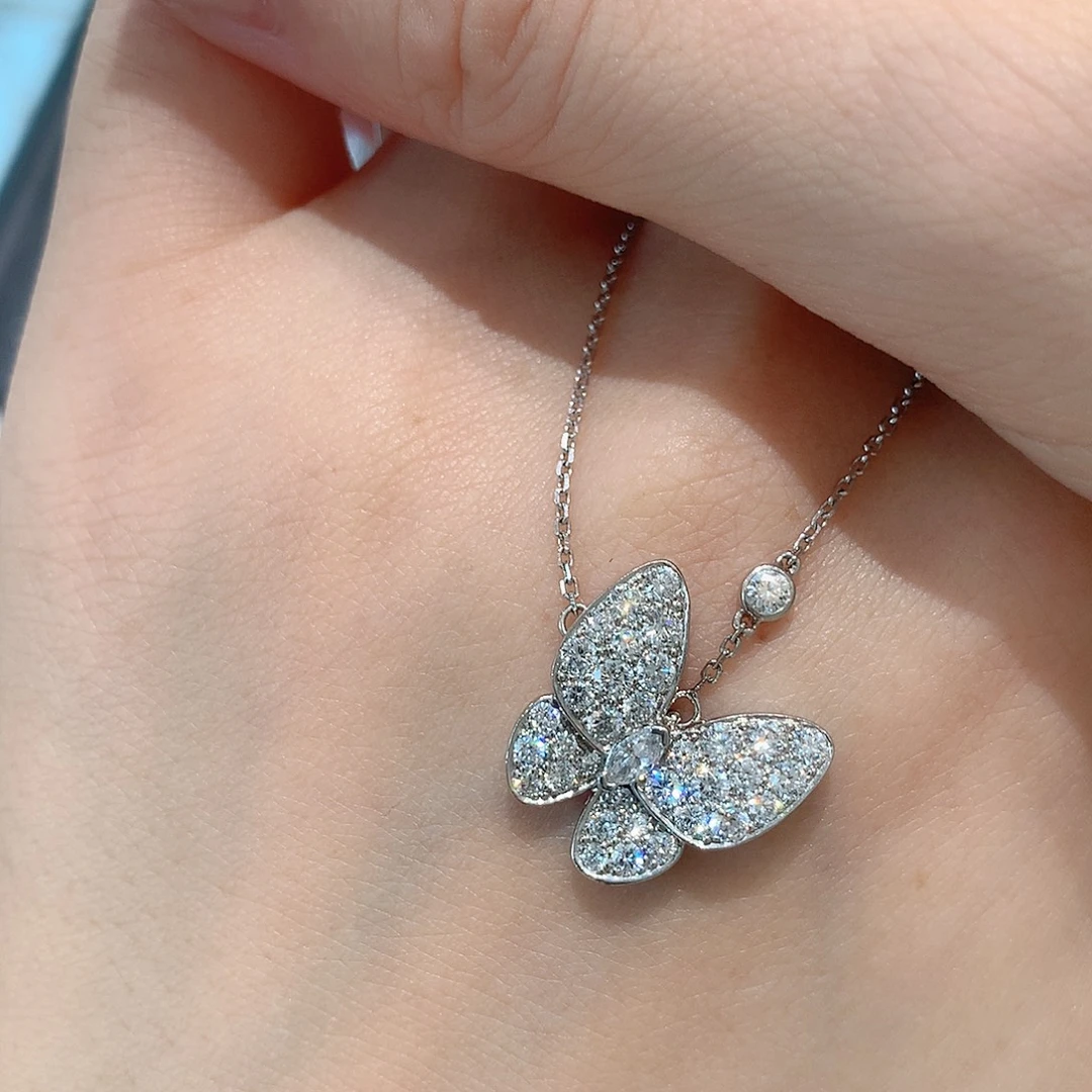 实验室培育钻石铂Pt950镶嵌颈饰Vca蝴蝶