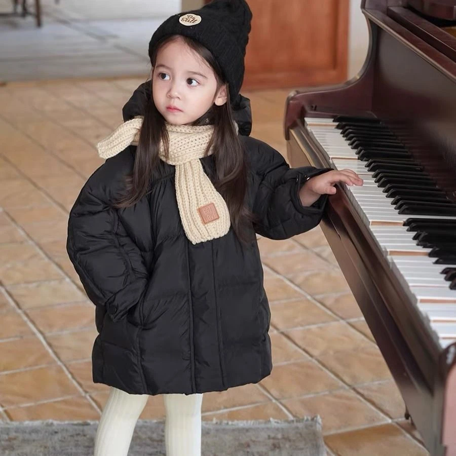 冬季女童棉衣新款韩版宝宝棉服中长款儿童洋气外套加厚小童棉袄无