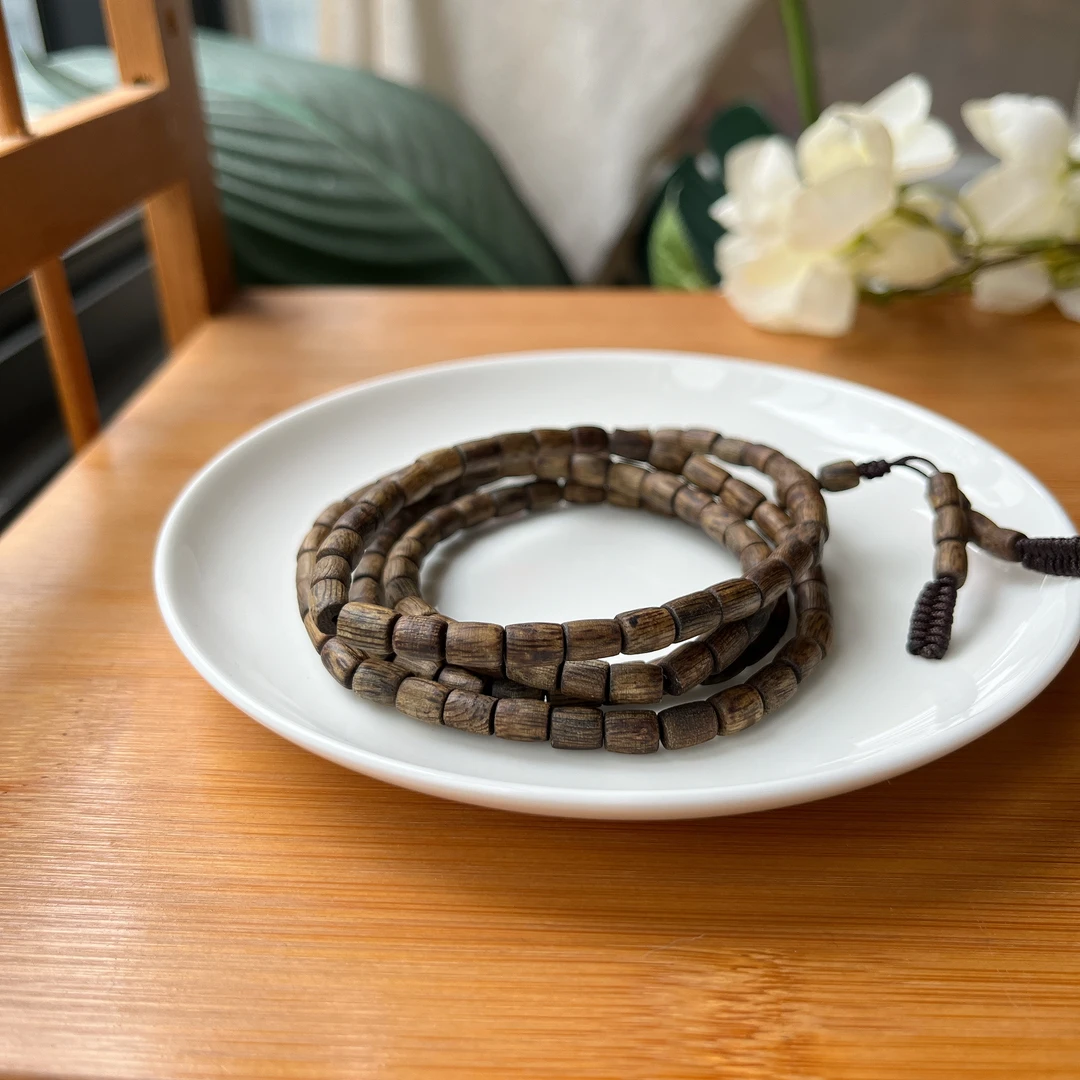 沉香【郭老师】约5*6mm沉香桶珠多圈手串