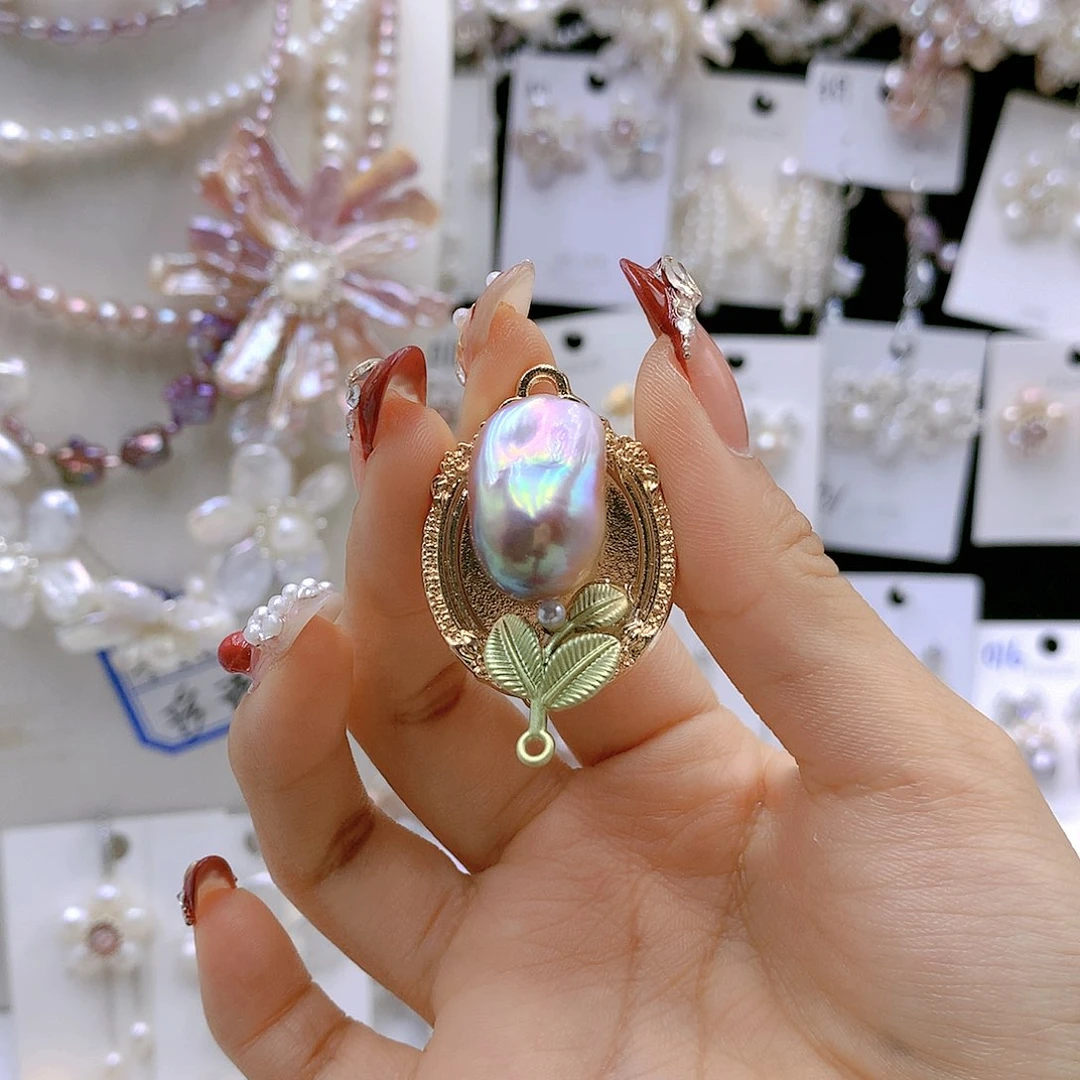 银S925镶嵌耳饰淡水珍珠柚*