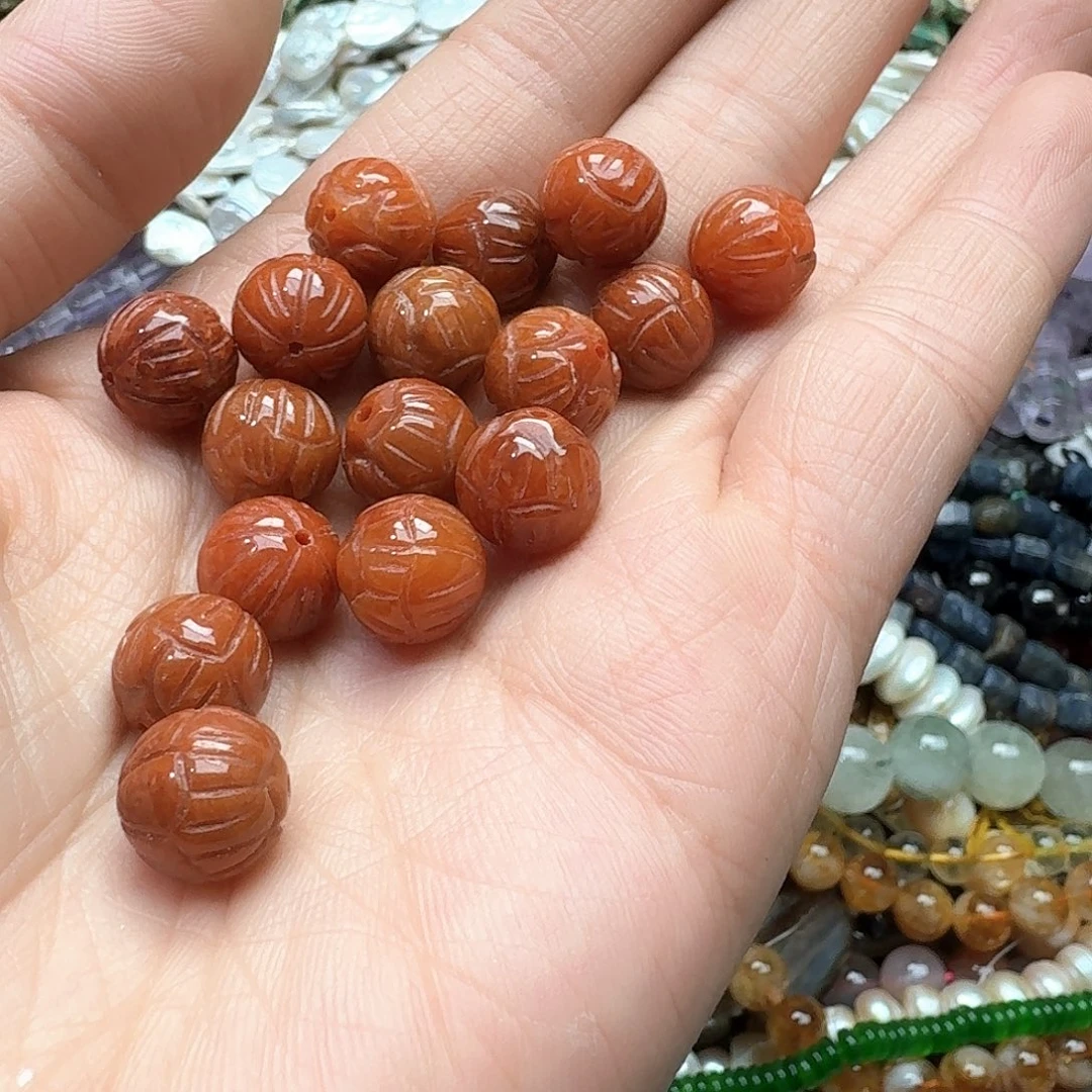 玛瑙/玉髓未镶嵌珠宝半成品一颗12mm红翡