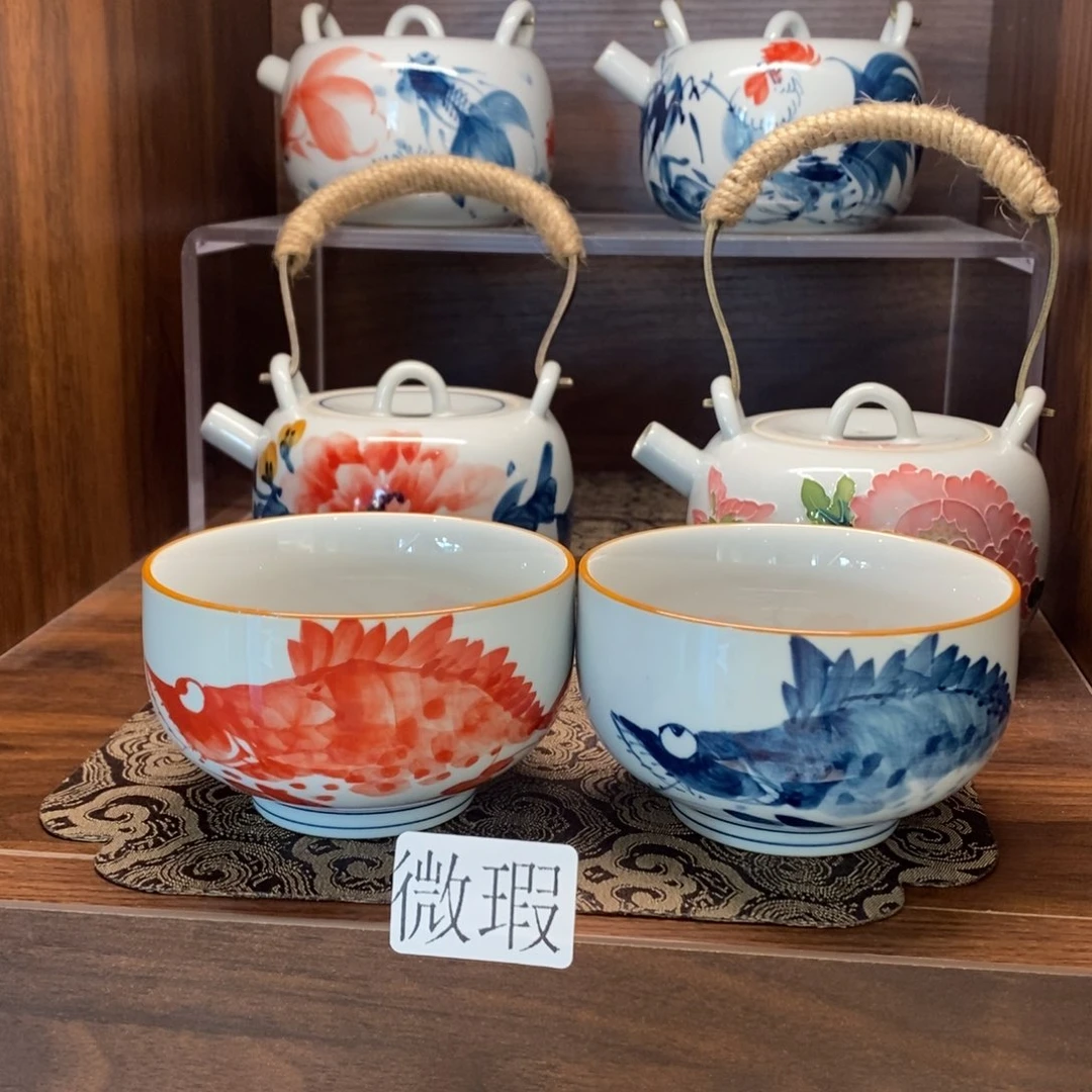 釉下彩老陶泥手工绘制