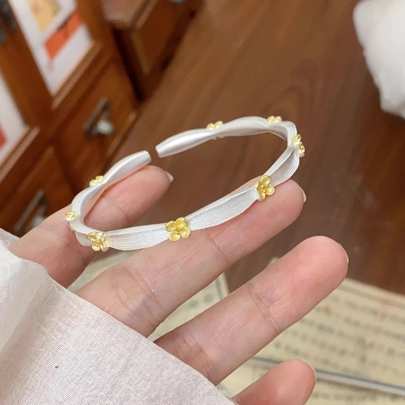 足银999.9（20克）描金桂花开口古典轻奢百搭手工女款手镯