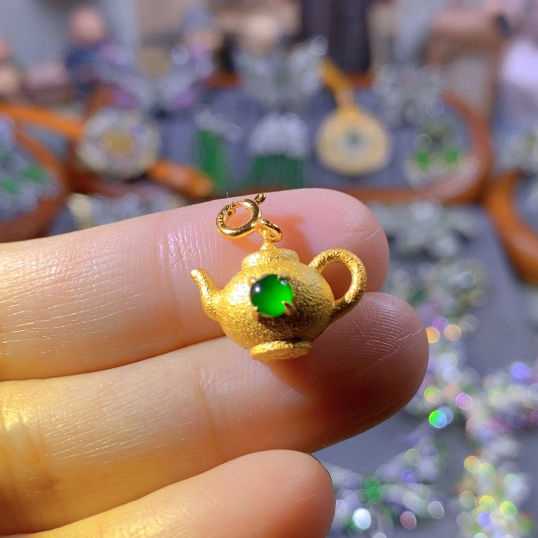 颈饰银S925镶嵌翡翠