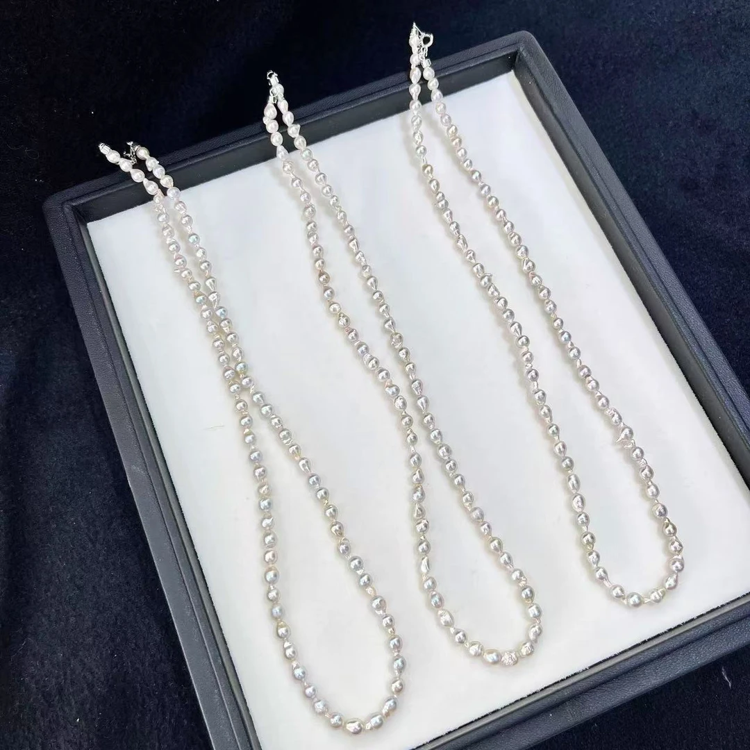 海水真多麻小珠巴洛克项链 S925银 4-5MM 多样性发一 R039