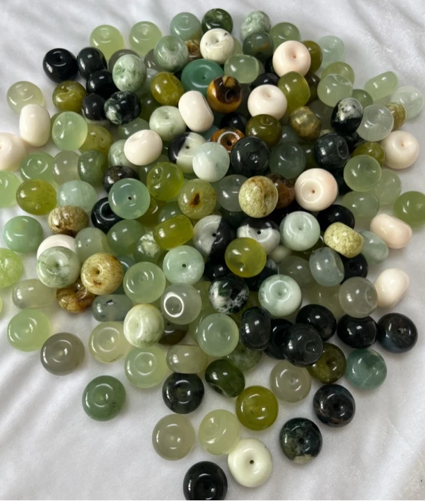 岫玉花玉平安扣加厚面包扣绿色翠玉圆形编织岫玉扣毛衣链正品保真