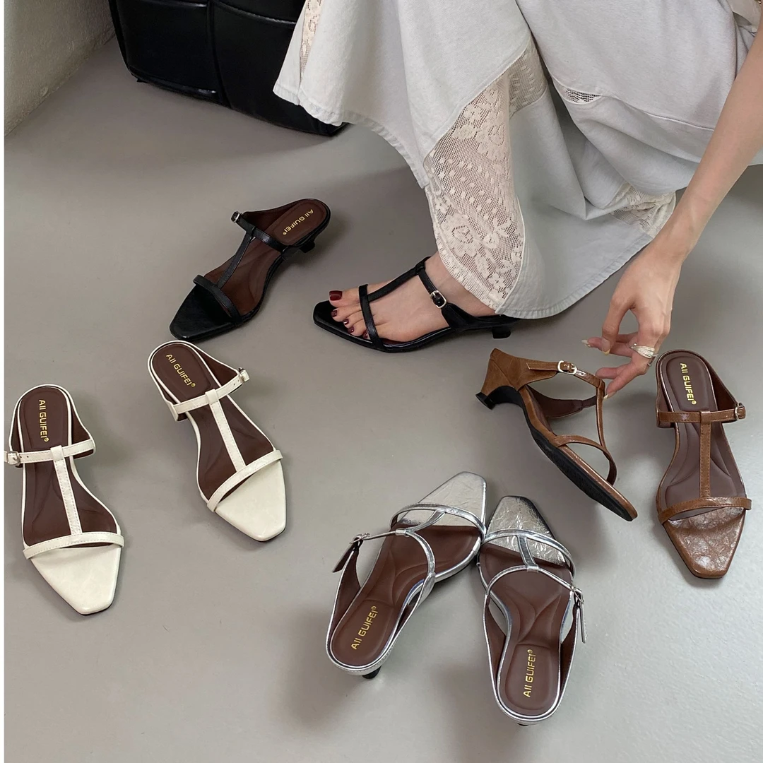 ALGF-D26-1拖鞋女2025年高级感简约外穿新款法式气质仙女低跟凉拖
