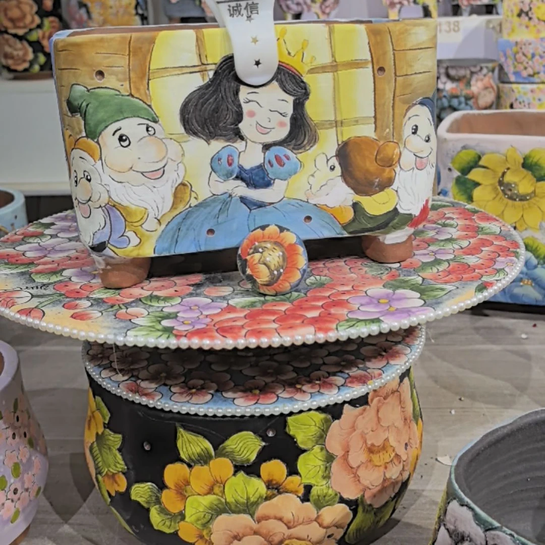 红泥花盆景德镇陶瓷