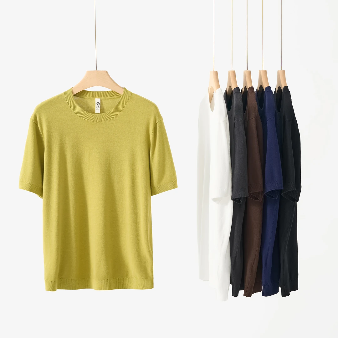 高品质圆领短袖男款t恤男2025夏新款半袖男士薄款针织衫透气吸汗