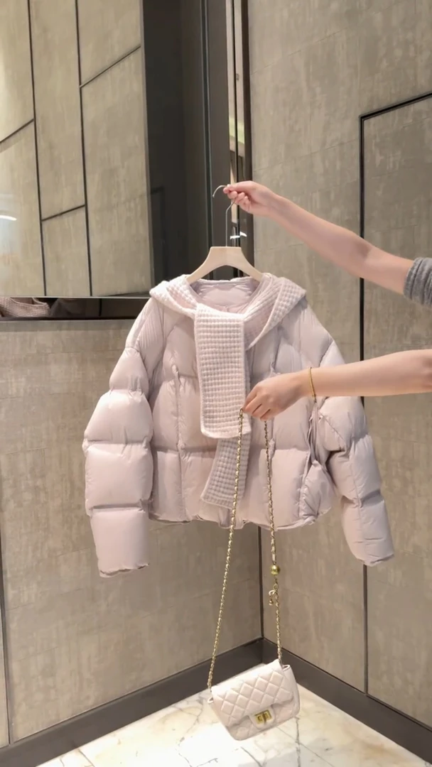 韩系短款粉色羽绒服女2025年冬季新款甜美小清新加厚保暖外套上衣