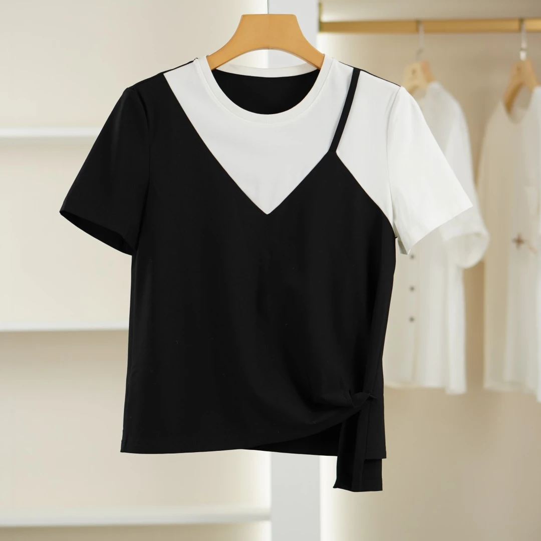 麦迪尚品【H】50401186拼色设计短袖T恤女装夏季品牌折扣 C3组