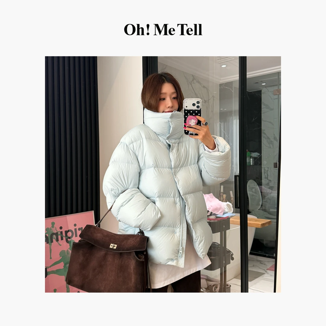 Oh！Me Tell【云朵泡芙】白鹅绒轻盈蓬松保暖宽松中长款面包服羽绒服