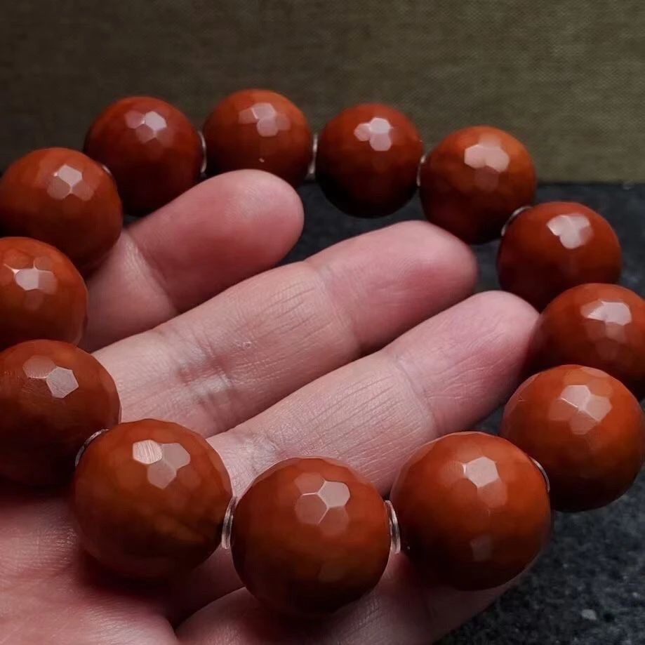 手工玉化雕刻正圆光珠钻石面手串猴头全品正圆光珠男女手串