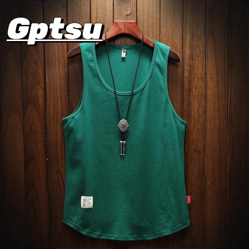 GPTSu特大码300斤港风复古工字背心男宽松纯色运动夏季无袖t恤潮