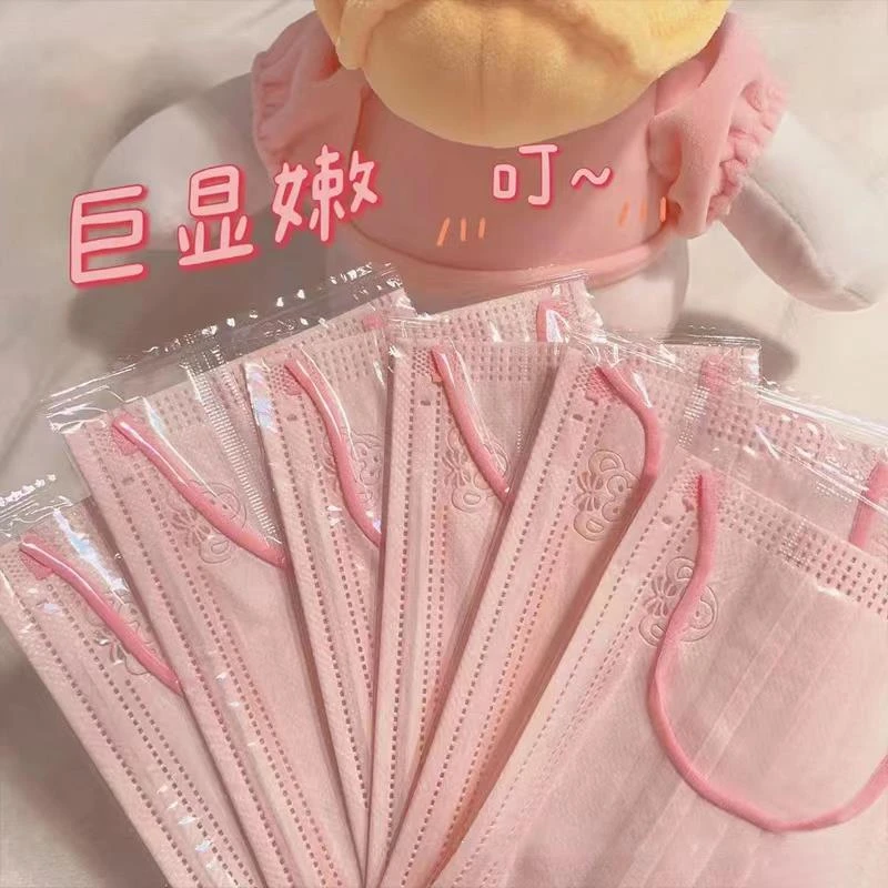 夏季新款可爱潮雪莉玫口罩薄款卡通印花樱花粉简约纯色成人高2025