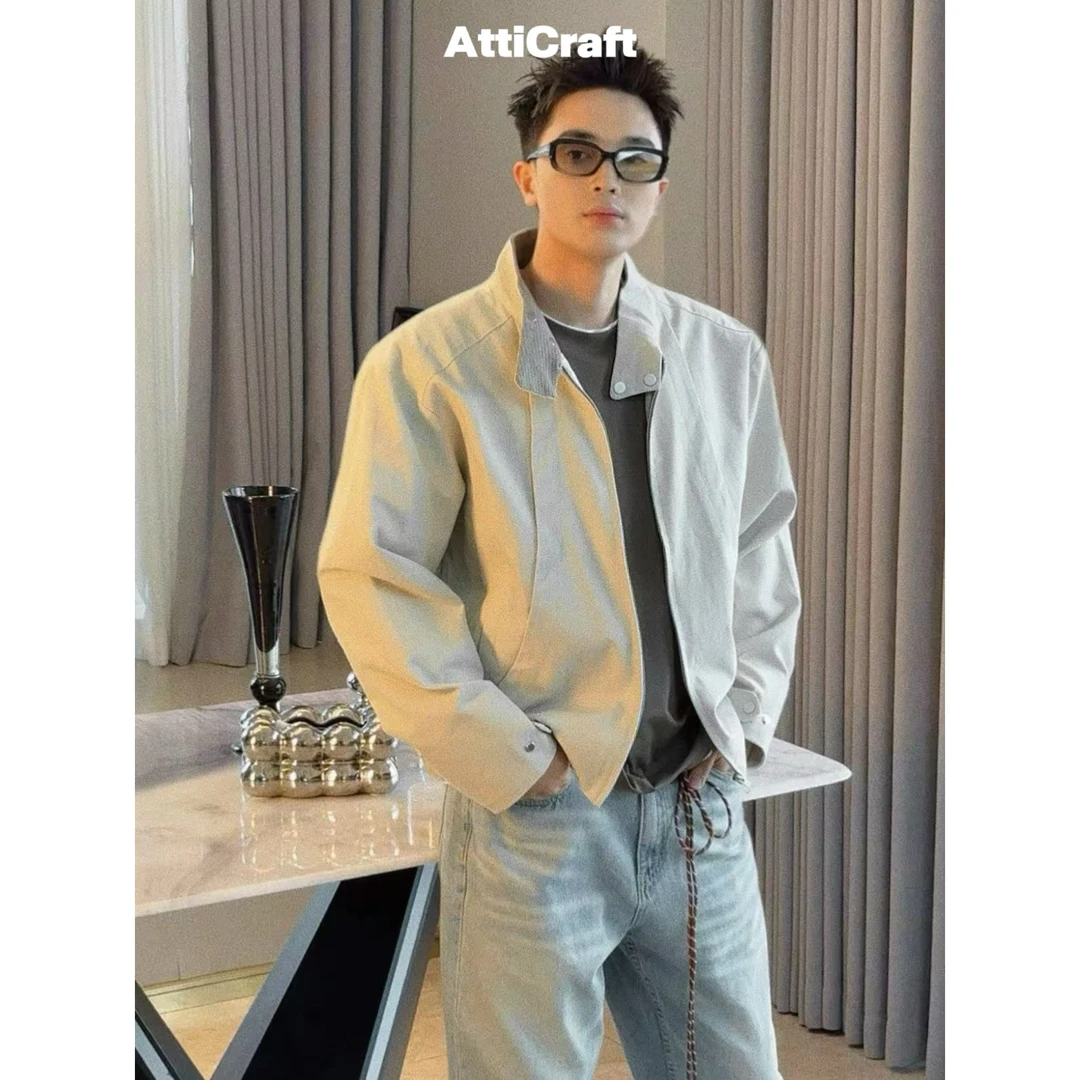 AttiCraft【哈灵顿立领夹克】高货春季宽松短款纯棉上衣男2025ss