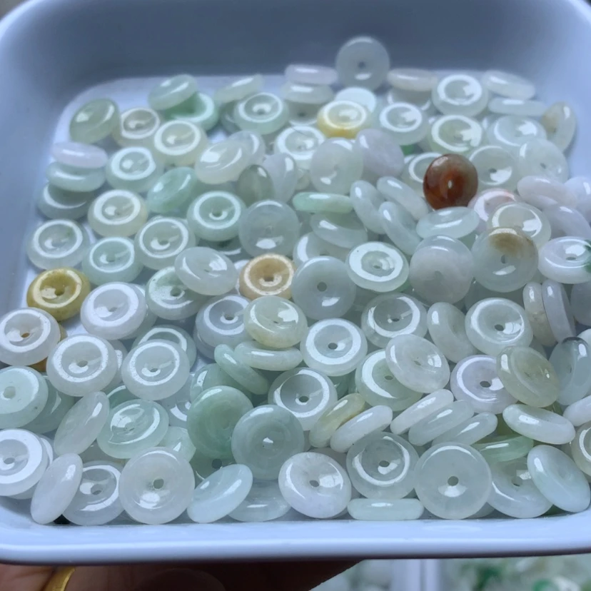 【闪购商品】未镶嵌手链翡翠卡9mm冰种平安扣10颗
