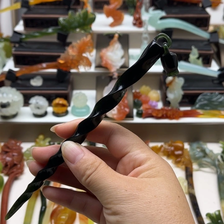 蛇纹石玉未镶嵌岫玉发簪