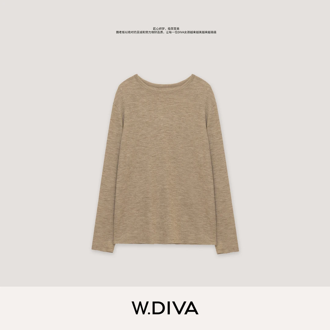 W.Diva【燕麦衫】100绵羊毛毛衫可机洗显瘦圆领套头上衣女53Z012782