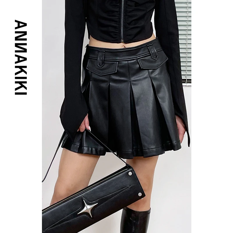 ANNAKIKI 侧褶宽腰短裙3D1A1131H019