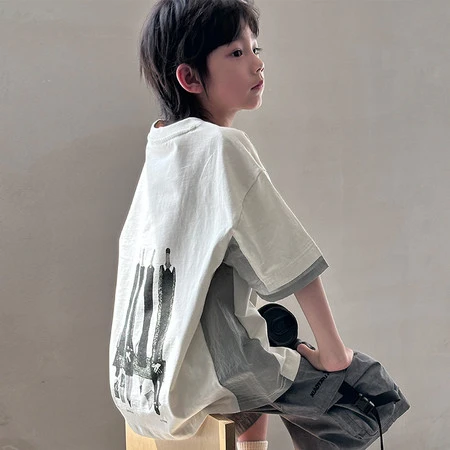 男童短袖恤夏儿童夏季半袖帅气休闲体恤宽松学生中大童洋气上衣