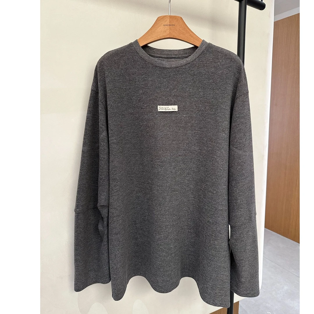 JIUJIU【水星记】百搭双色T恤时尚长袖休闲宽松圆领