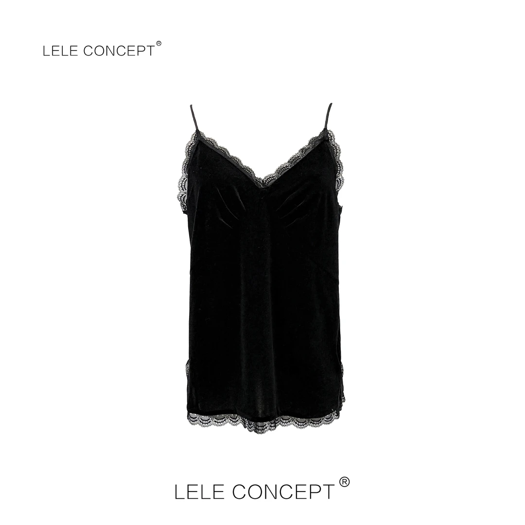 ELE CONCEPT丨高级感设计师款蕾丝边吊带背心BX045