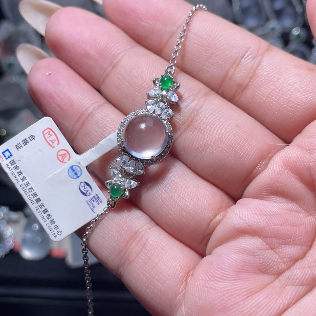 石英质玉银S925镶嵌颈饰