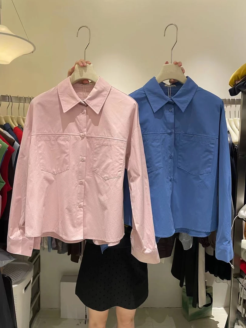 Bubble（041#）韩系气质休闲简约翻领衬衫外套