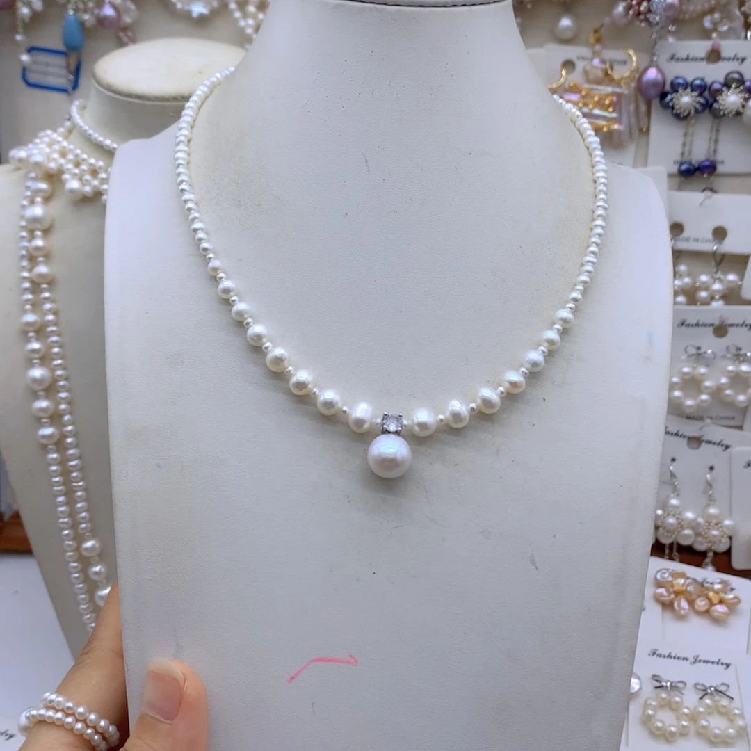 吾***银S925镶嵌淡水珍珠项链耳饰