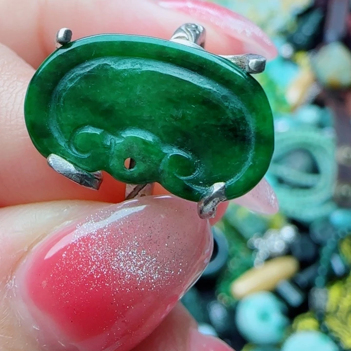 翡翠戒指银S925镶嵌天然A货31