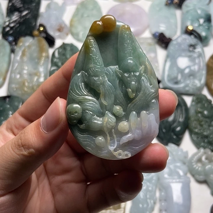 翡翠未镶嵌颈饰黑白48