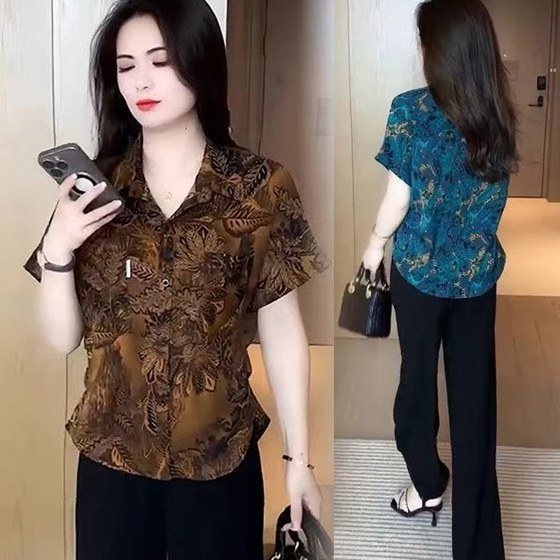 2025夏季新款气质穿搭衬衫时尚休闲洋气显瘦减龄女神短袖小衫上衣