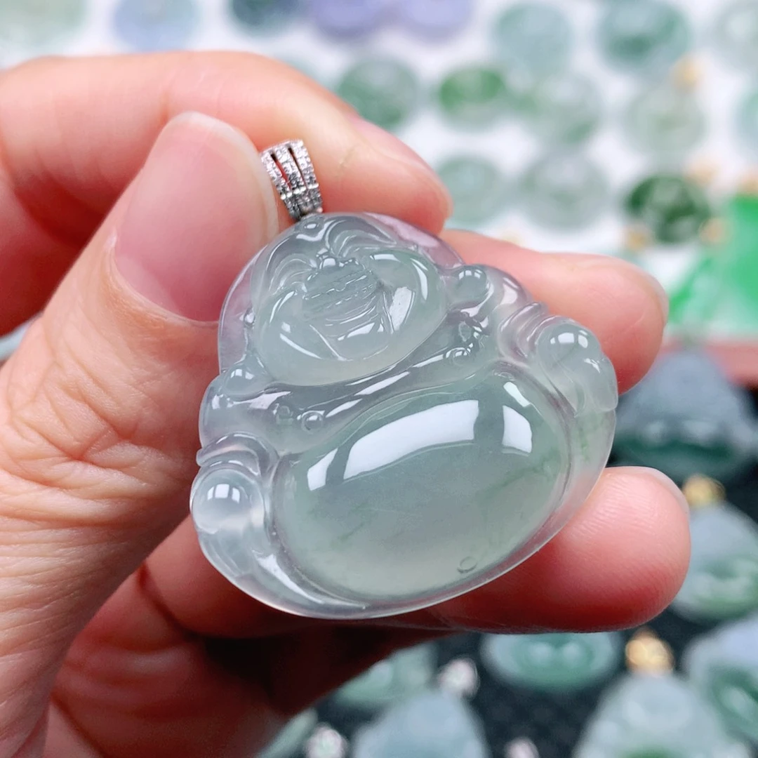 翡翠吊坠(不含链)18K金镶嵌