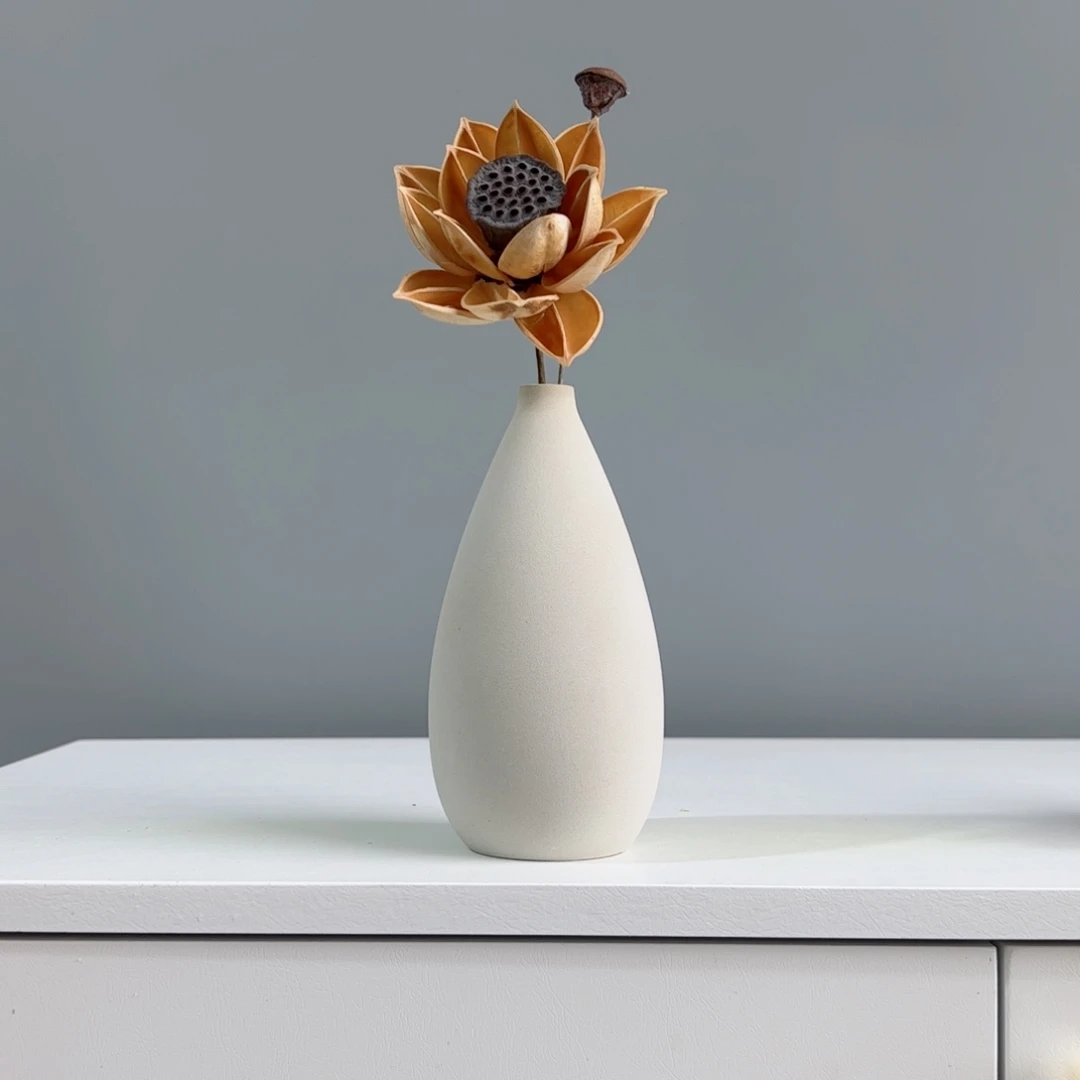 摆件陶瓷小花瓶摆件含花总高约20-30